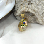 Fireball peach gold iridescent baroque pearl silver floral pendant for her daily wear