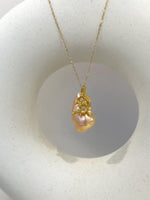fireball peach gold iridescent baroque pearl s925 silver pendant for her