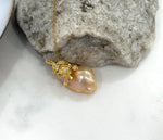 fireball peach gold iridescent baroque pearl s925 silver pendant for her daily wear