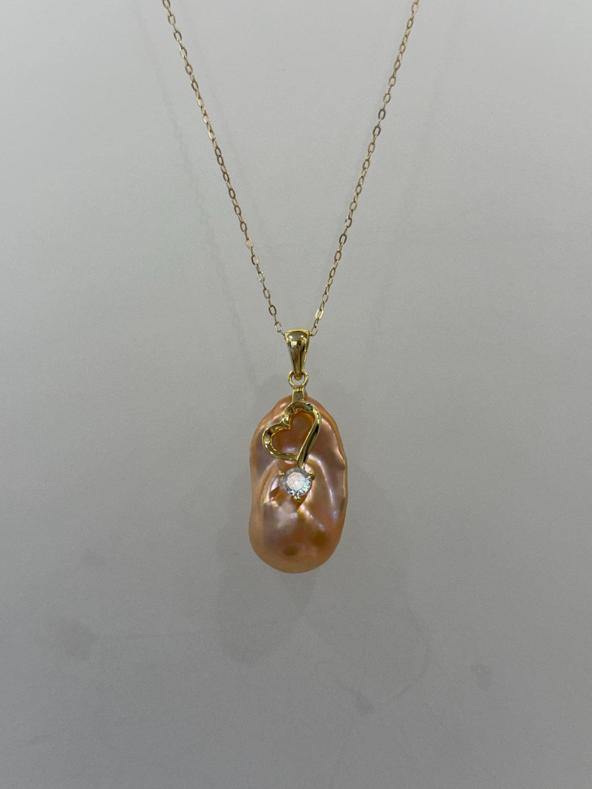 fireball peach gold iridescent baroque pearl floral pendant for her graduation