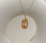fireball peach gold iridescent baroque pearl floral pendant for her