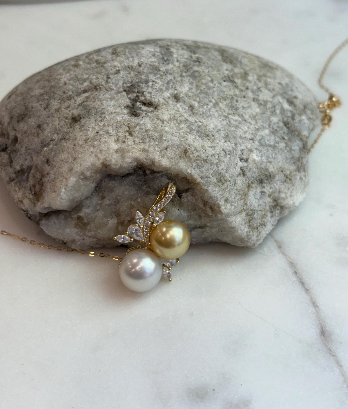 Australian ocean white pearl South sea golden pearl s925 silver floral pendant silver necklace set for her birthday