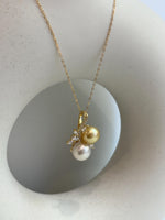 Australian ocean white pearl South sea golden pearl s925 silver floral pendant silver necklace set for her anniversary