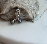 Tahitian peacock green double pearls s925 silver cherry stylish pendant necklace set for her birthday