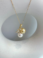 Australian ocean white pearl South sea golden pearl s925 silver floral pendant silver necklace set for her