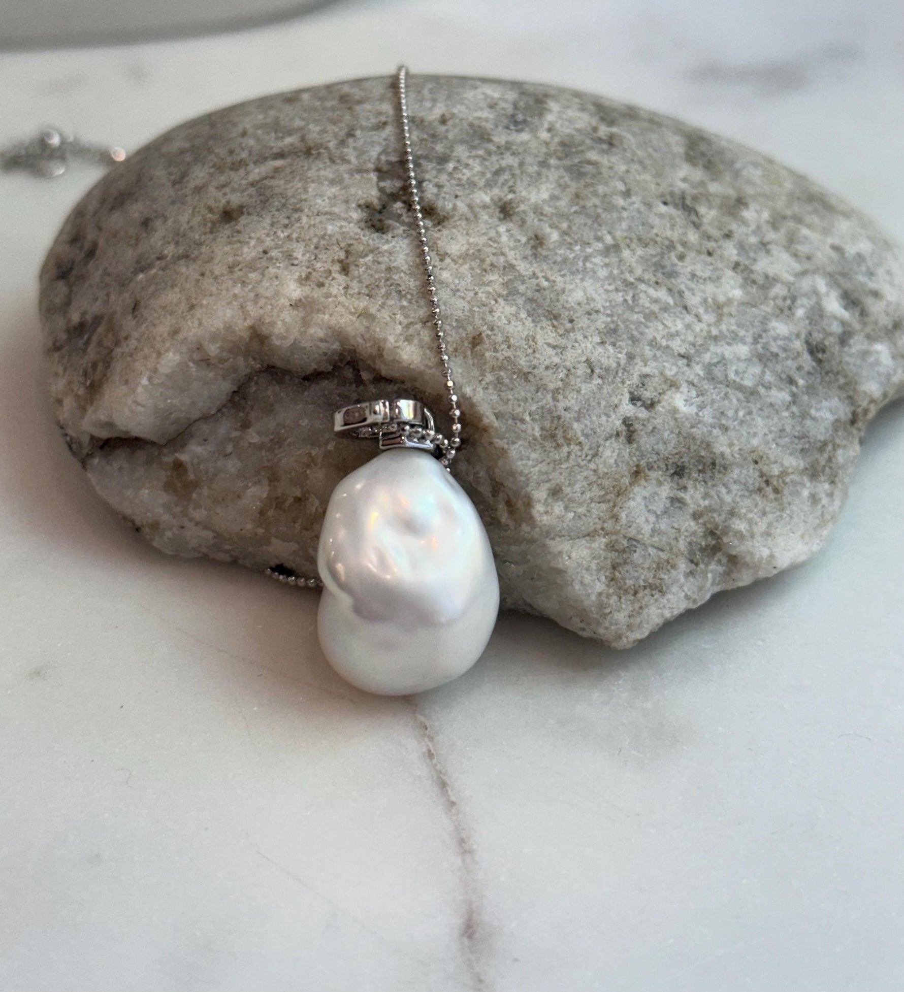 white iridescent baroque pearl s925 silver pendant necklace set for her birthday