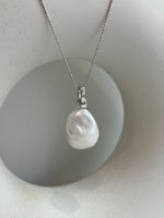 white iridescent baroque pearl s925 silver pendant necklace set for her