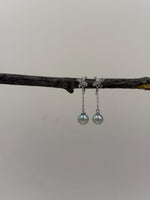 Akoya silver blue pearl s925 silver earrings clip no piercing for her birthday