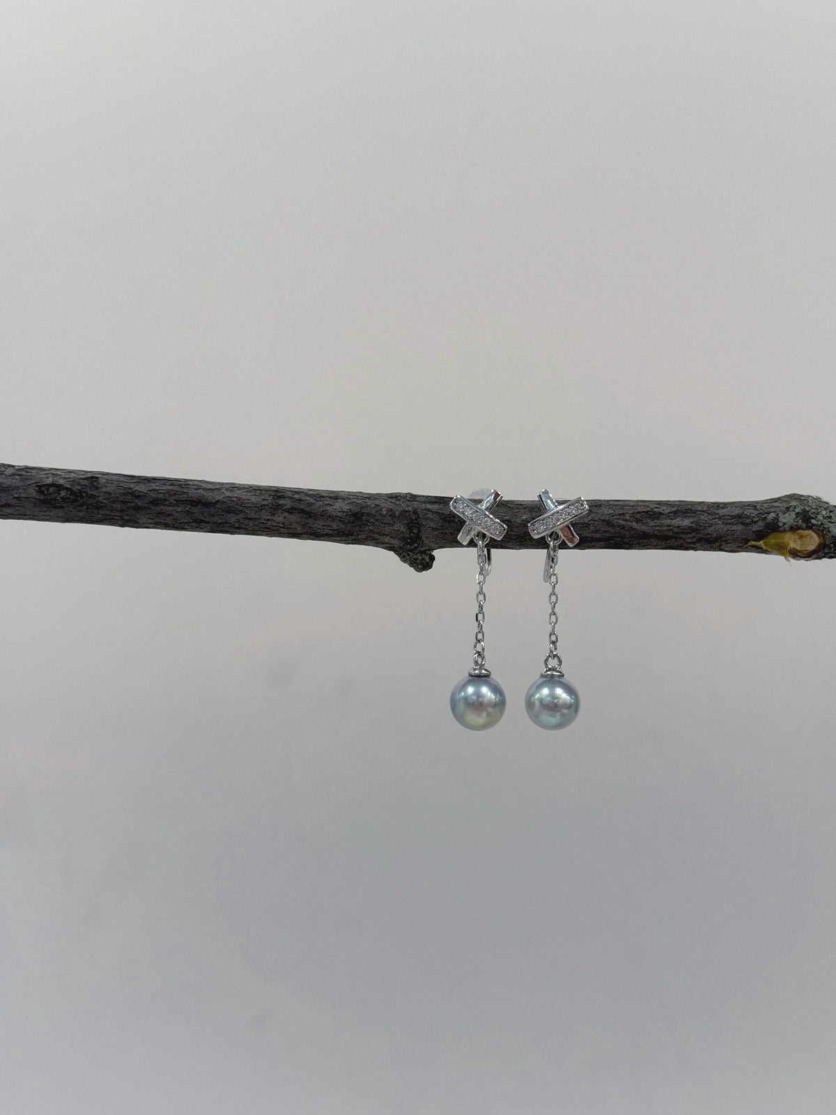 Akoya silver blue pearl s925 silver earrings clip no piercing for her