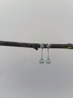 Akoya silver blue pearl s925 silver earrings clip no piercing for her