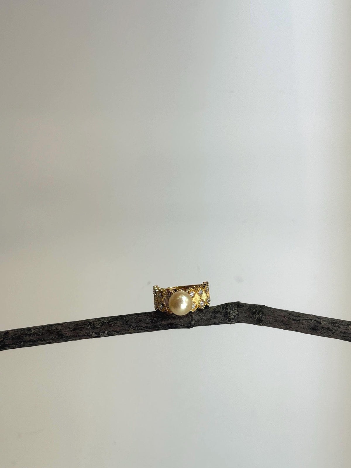 Akoya golden pearl s925 silver vintage ring for her