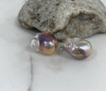fireball rose iridescent baroque pearl silver cool earrings for her