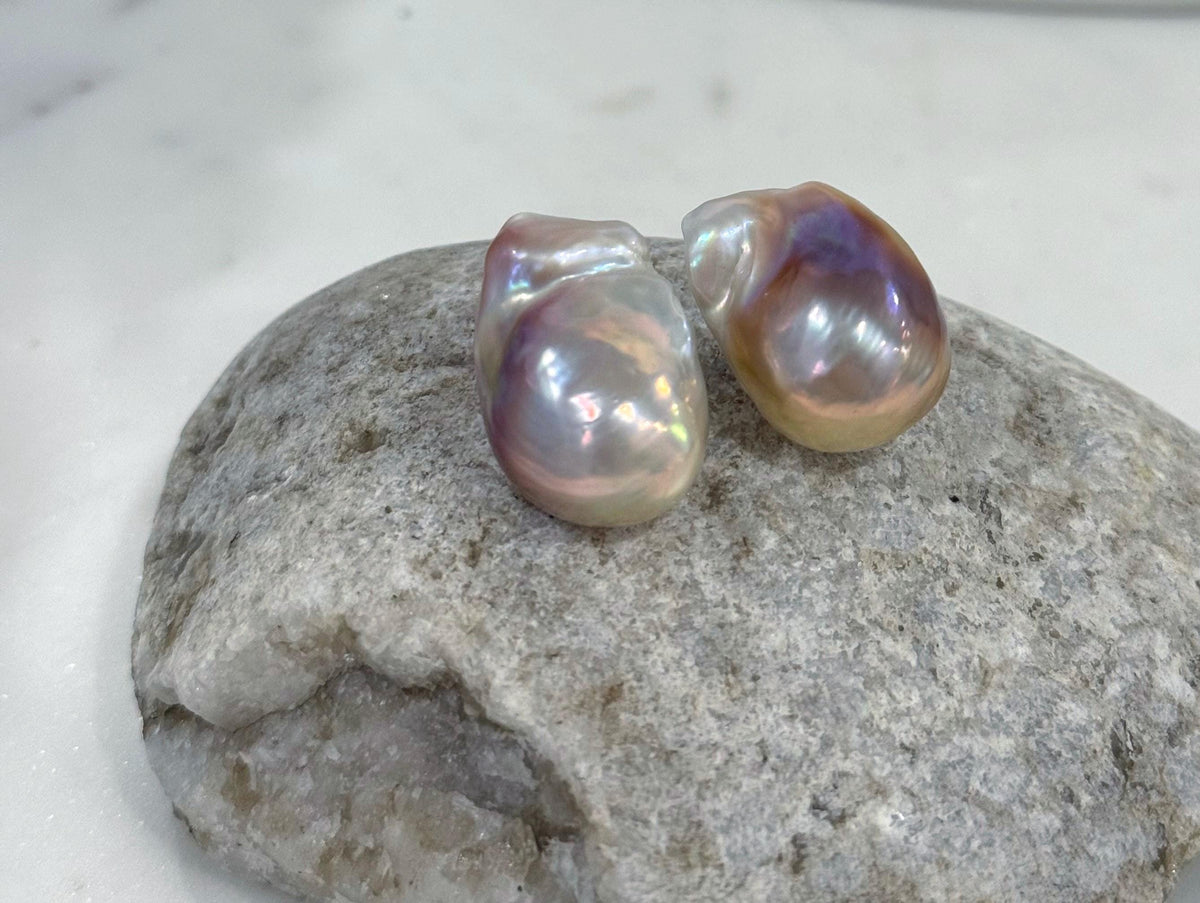 fireball rose baroque pearl silver cool earrings for her