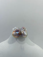 fireball rose iridescent baroque pearl silver cool earrings for her birthday