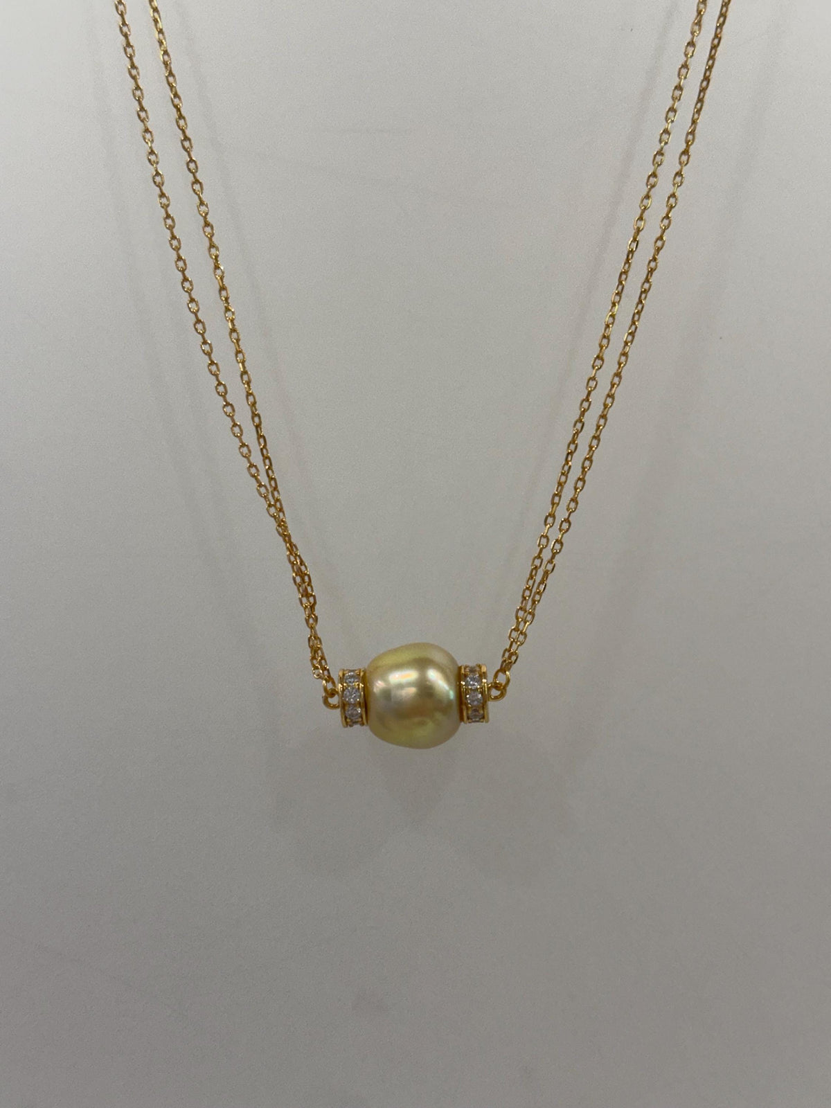 South sea golden pearl s925 silver double layers necklace set for her office wear