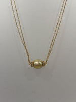South sea golden pearl s925 silver double layers necklace set for her office wear