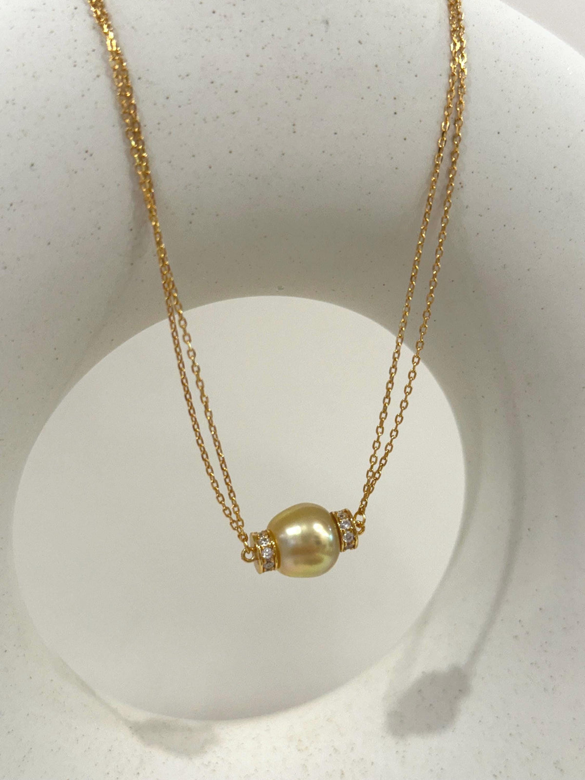 South sea golden pearl s925 silver double layers necklace set for her