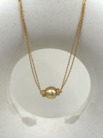 South sea golden pearl s925 silver double layers necklace set for her birthday