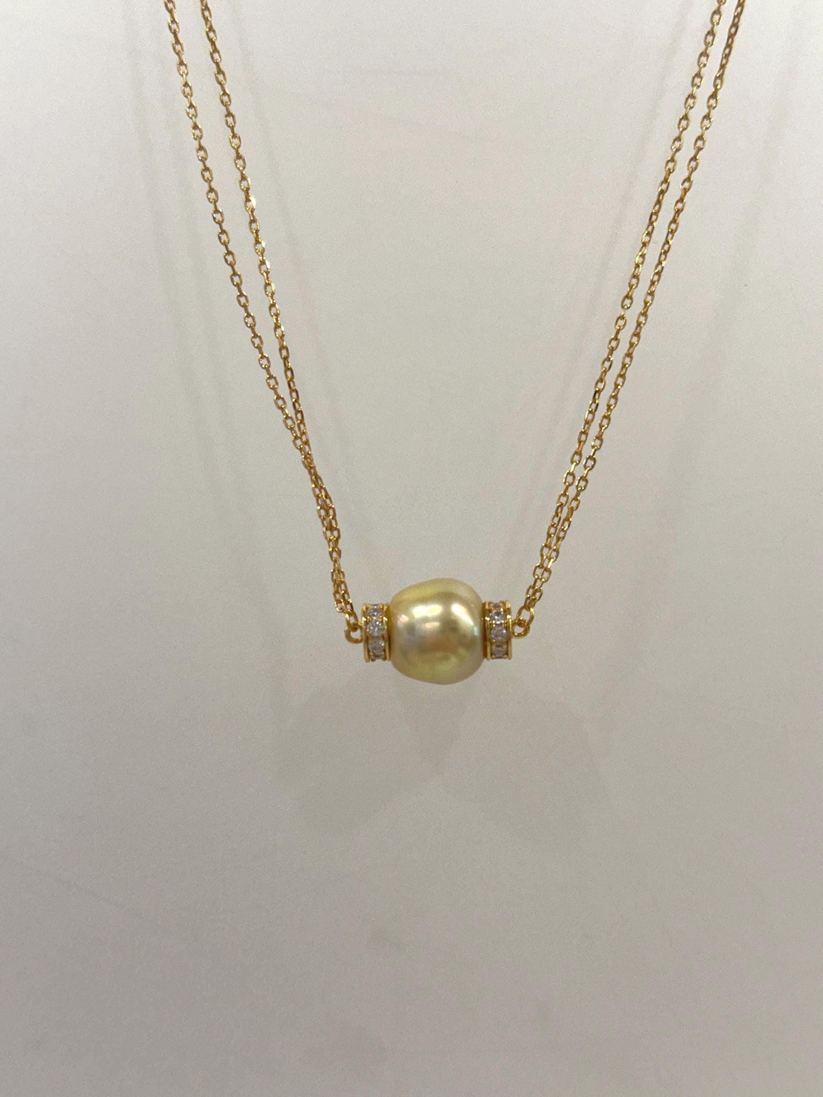 South sea golden pearl s925 silver double layers necklace set for her anniversary