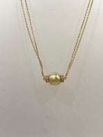 South sea golden pearl s925 silver double layers necklace set for her anniversary