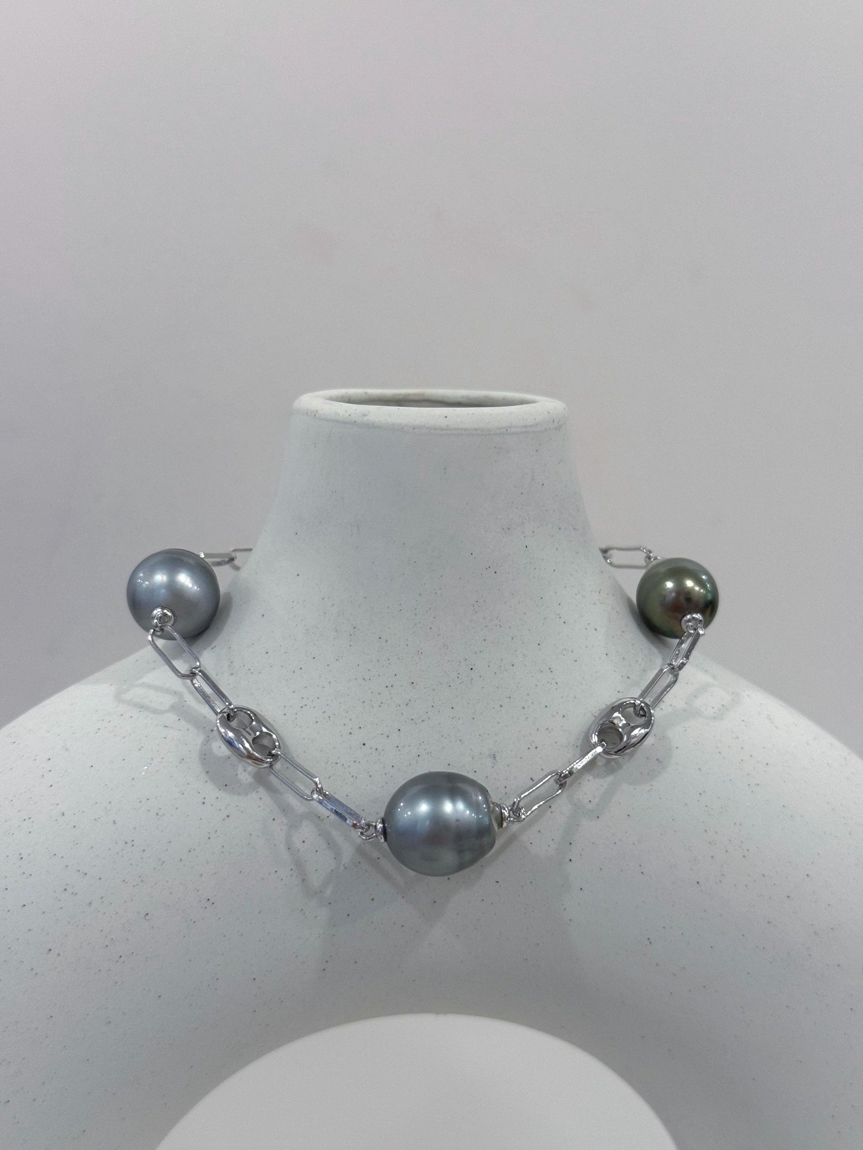 Tahitian tri-pearls s925 silver adjustable bracelet for her
