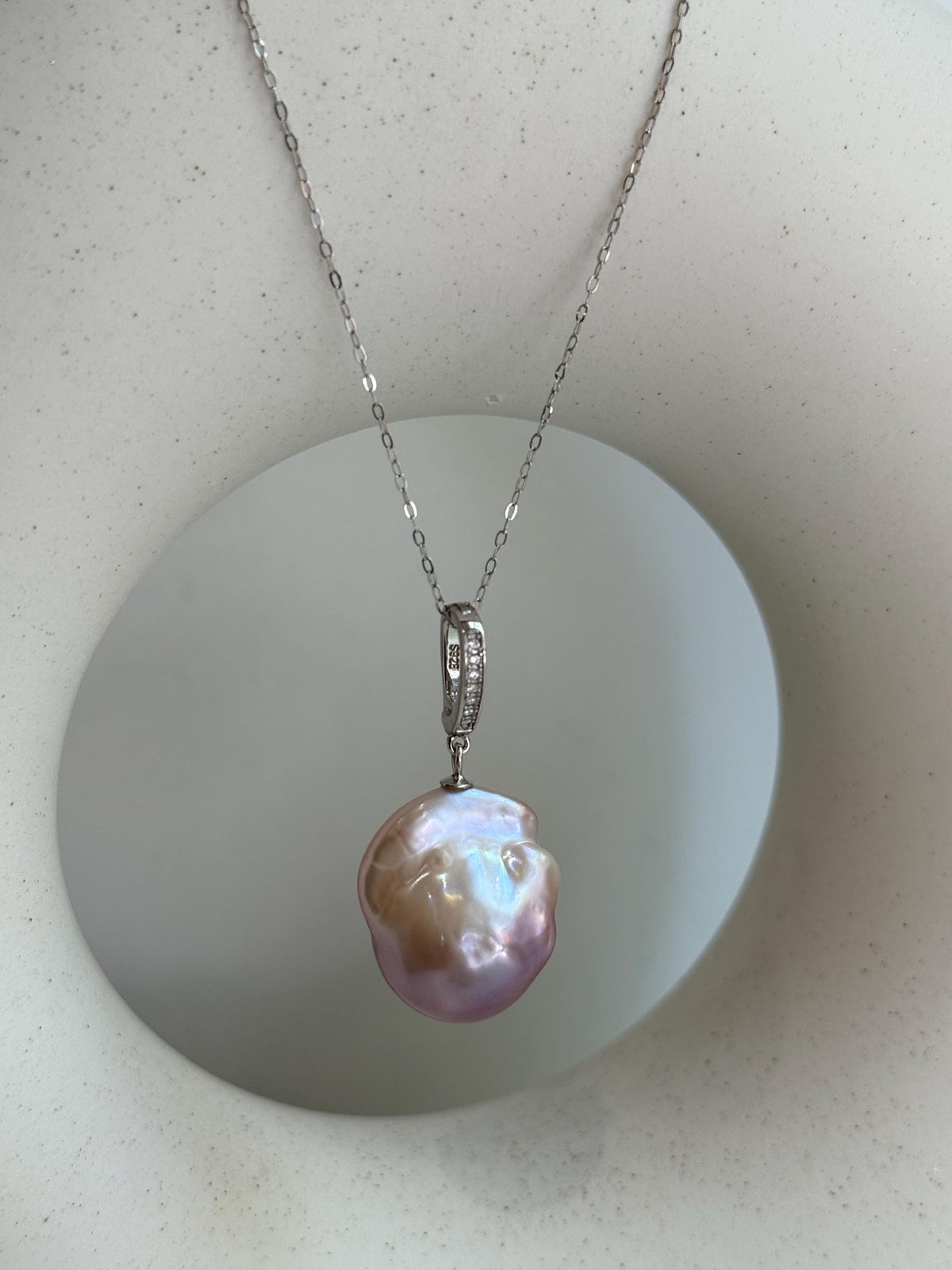 ivory Rose baroque pearl s925 silver pendant for her graduation