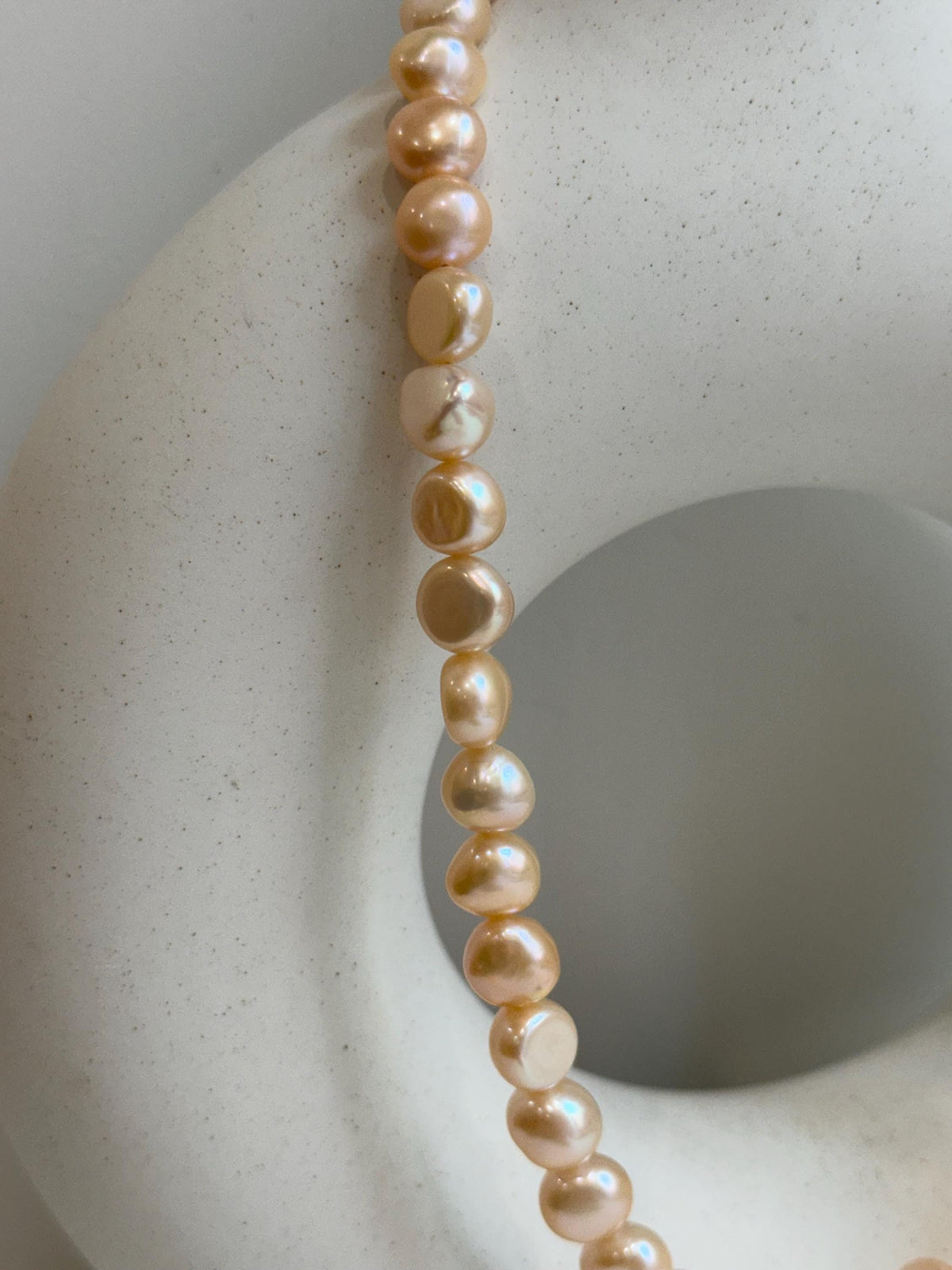 peach freshwater button stone pearls s925 silver necklace strand for her engagement