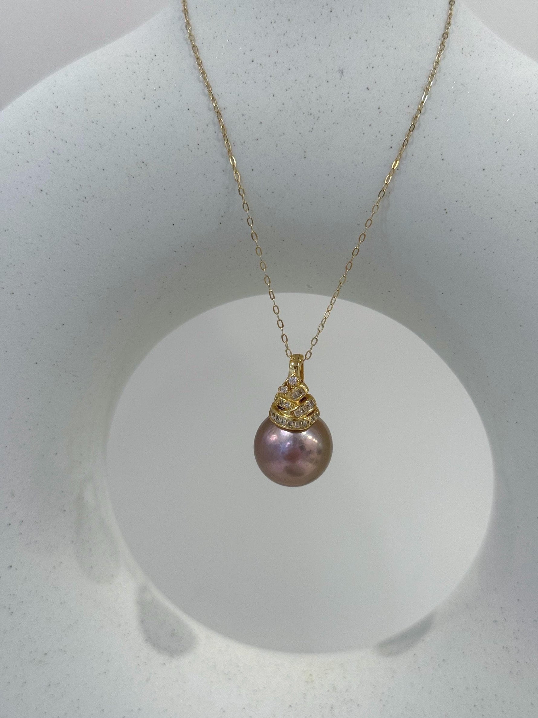 Edison blush pink pearl gold hue minimalist pendant for her daily wear