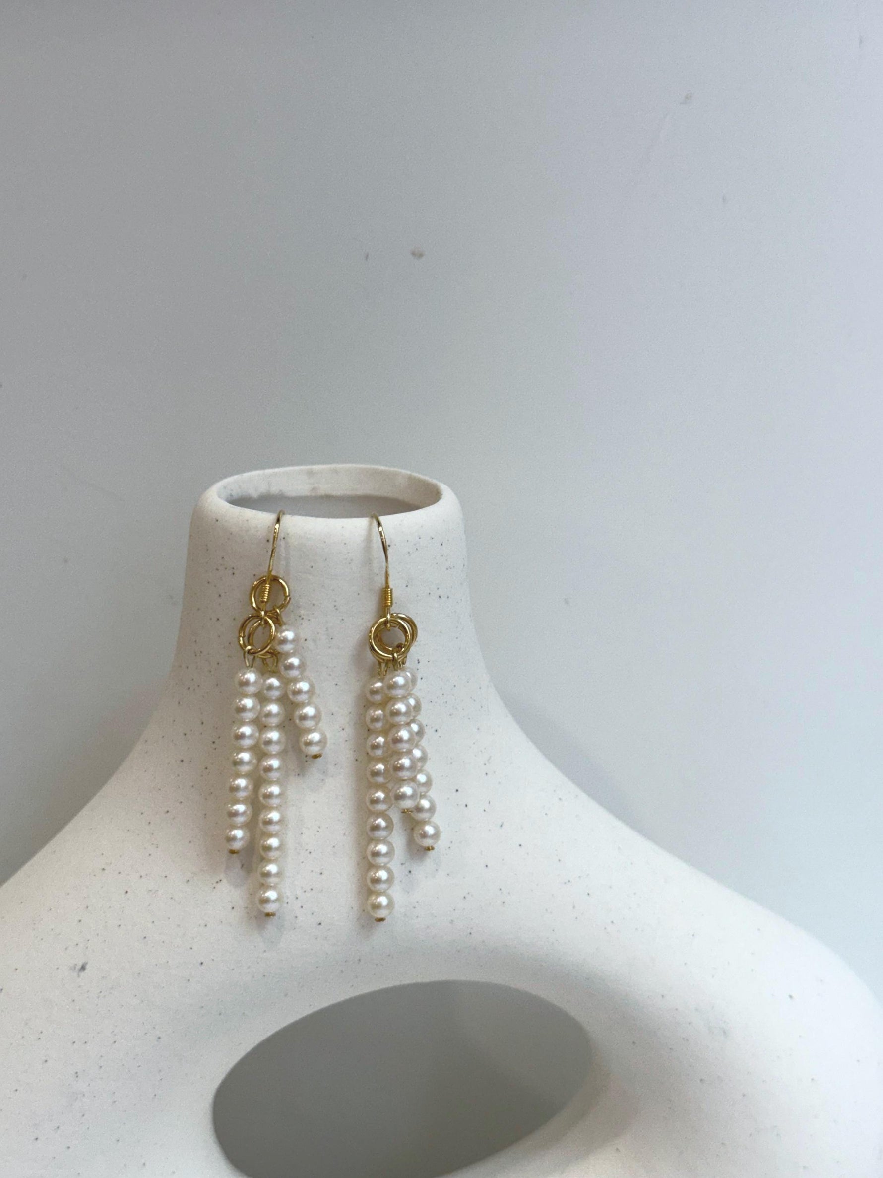 Freshwater extreme luster white pearls s925 silver cool earrings chandeliers for her birthday
