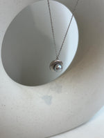Akoya blue silver ocean pearl minimalist pendant s925 silver necklace set for her office wear