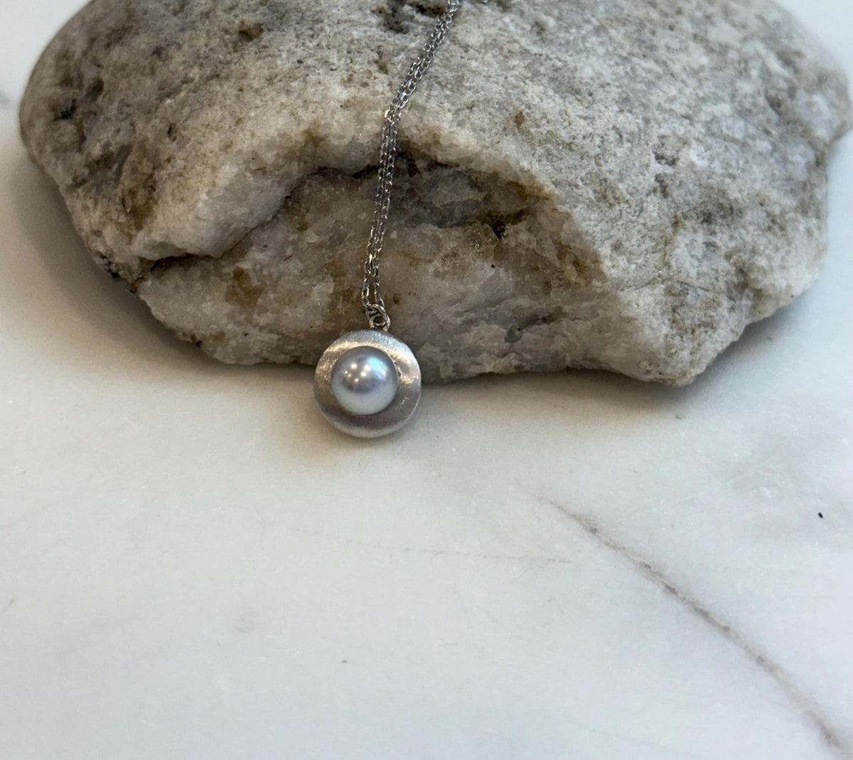 affordable Akoya blue silver ocean pearl minimalist pendant s925 silver necklace set for her