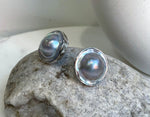 Australian Ocean silver iridescent Mabe Pearl s925 silver earrings for her