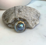 Australian ocean silver iridescent round Mabe s925 silver pendant for her birthday