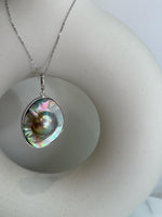 Australian Ocean Metallic rainbow Mabe Pearl s925 silver pendant necklace set for her holiday gift