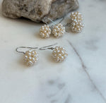 affordable Freshwater ivory Keshi pearls s925 silver hydrangeas balls earrings hooks for her