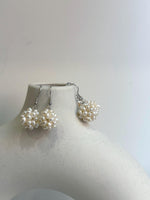 Freshwater ivory Keshi pearls s925 silver hydrangeas balls earrings hooks for her birthday