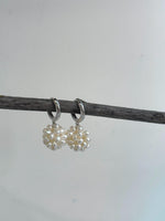 affordable Freshwater ivory Keshi pearls hydrangeas balls s925 silver earrings hoops for her