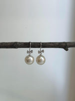 White Edison pearls s925 silver butterfly earrings for her