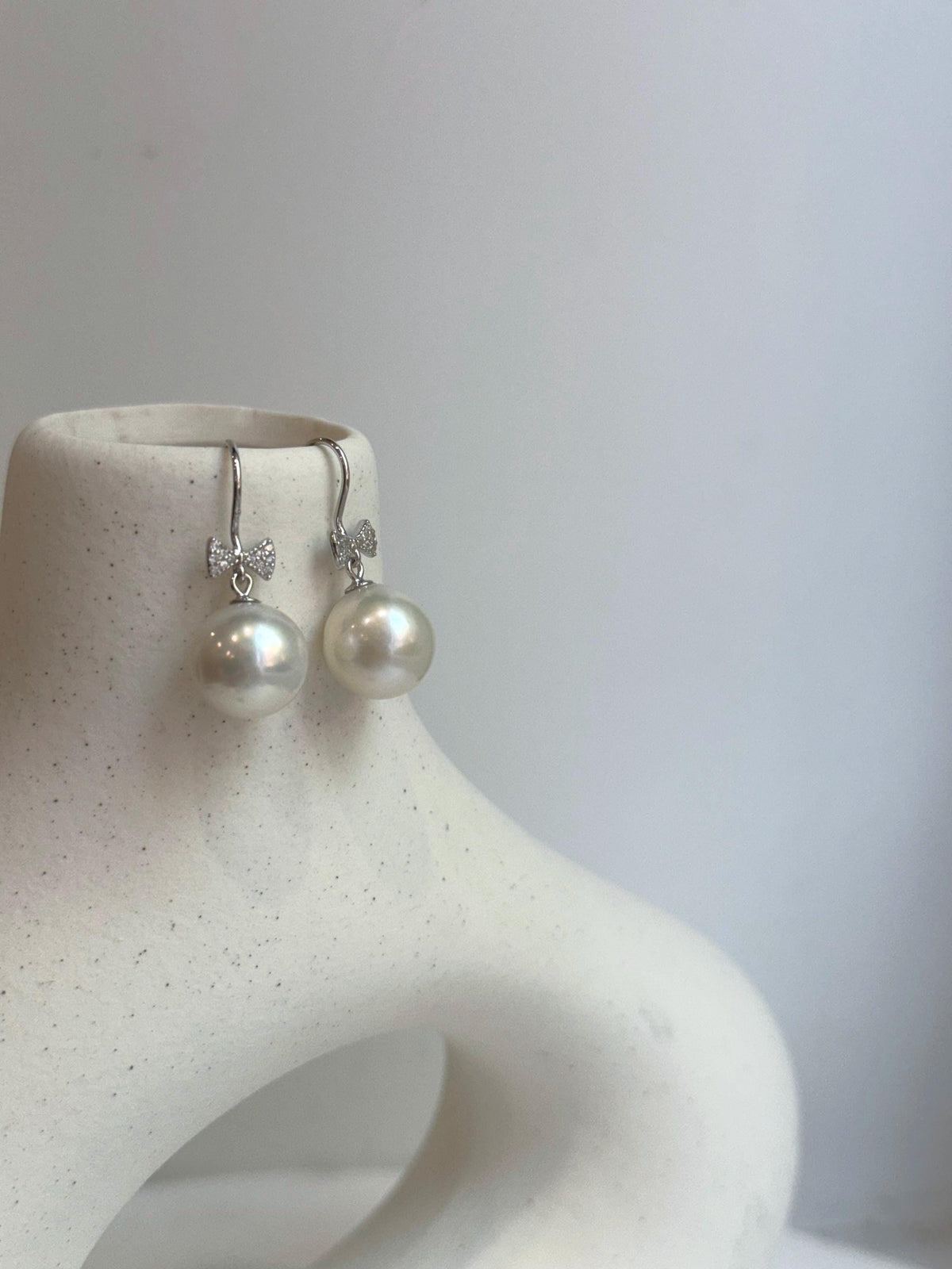 White Edison pearls s925 silver butterfly earrings for her birthday