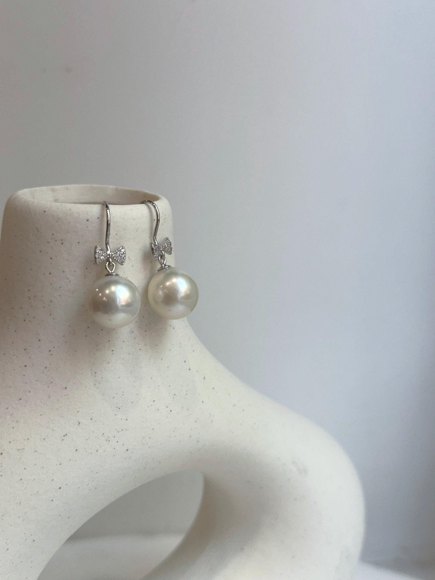 White Edison pearls s925 silver butterfly earrings for her birthday
