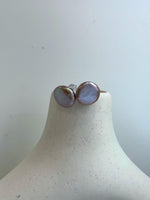 Rose Freshwater Keshi round button pearls s925 silver ring for her daily wear