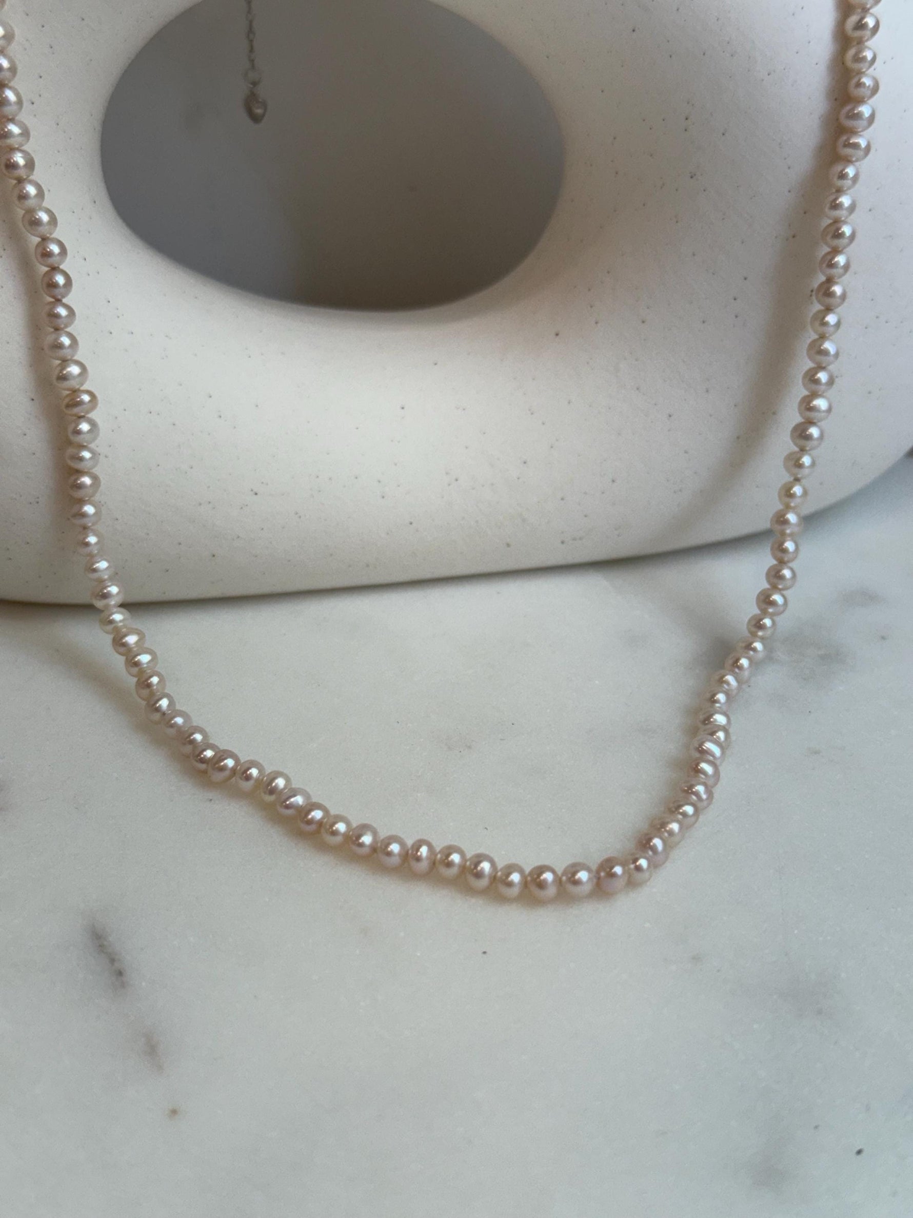 rose small pearls necklace s925 strand for her daily wear