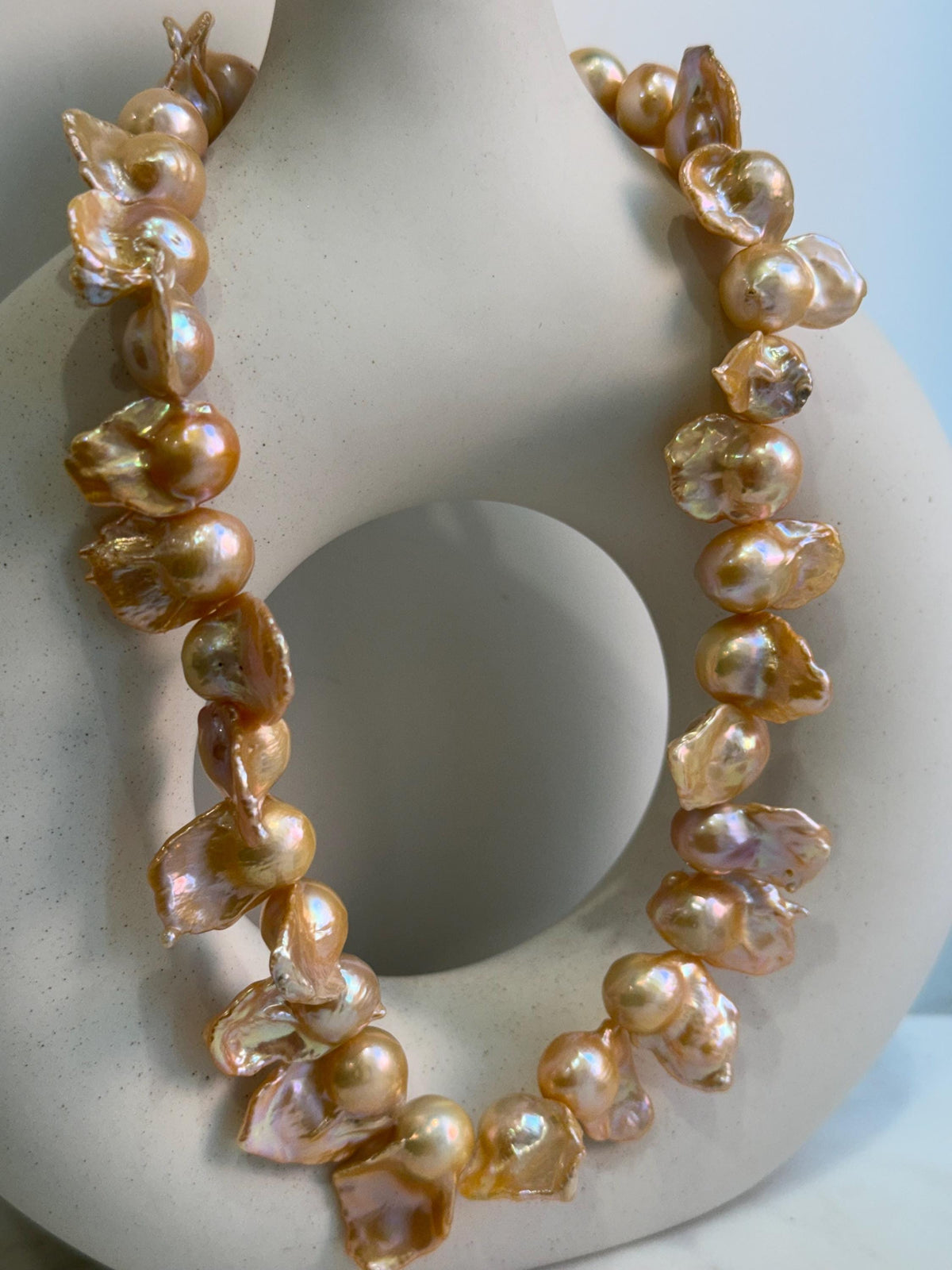 fancy peach gold freshwater baroque pearls s925 silver necklace strand for her birthday
