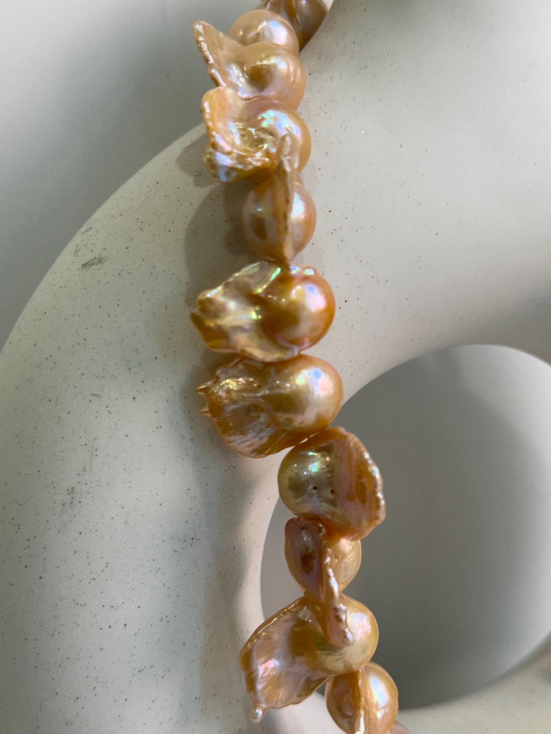 fancy peach gold freshwater baroque pearls s925 silver necklace strand for her wedding