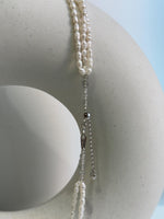 cheap 3-layers white freshwater Keshi small rice pearls s925 silver necklace strand for her