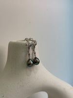Tahitian Peacock green pearls Akoya ocean pearls s925 silver earrings for her office wear