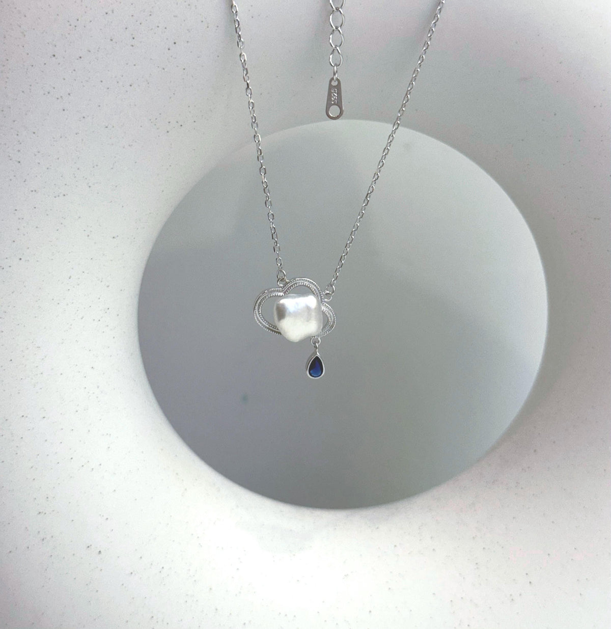Australian ocean white keshi pearl s925 silver cloud design pendant necklace set for her birthday
