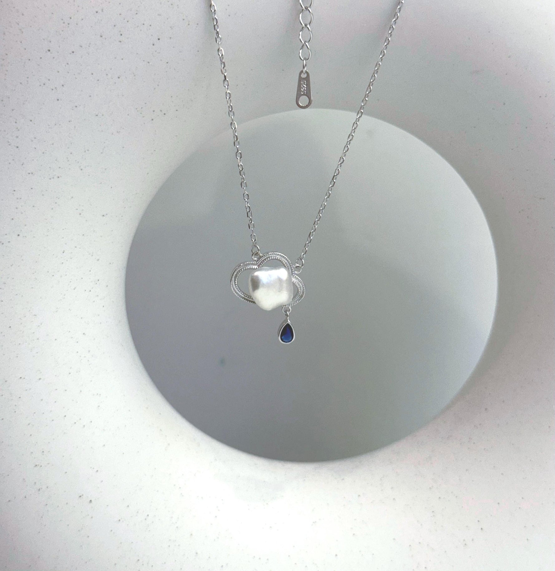 Australian ocean white keshi pearl s925 silver cloud design pendant necklace set for her birthday