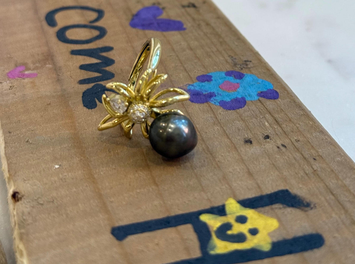 Tahitian Pearls S925 silver spider adjustable ring for her office wear