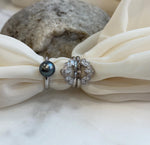 Tahitian green Pearl s925 silver 3 rings into 1 set for her daily wear